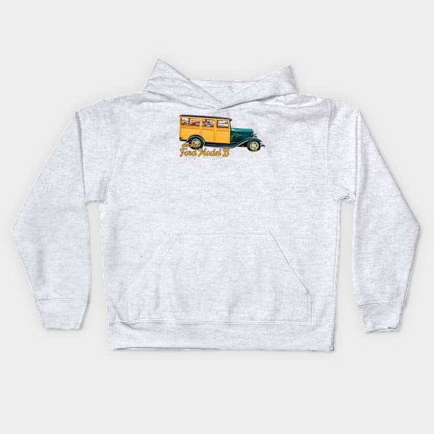 1932 Ford Model B Woody Station Wagon Kids Hoodie by Gestalt Imagery